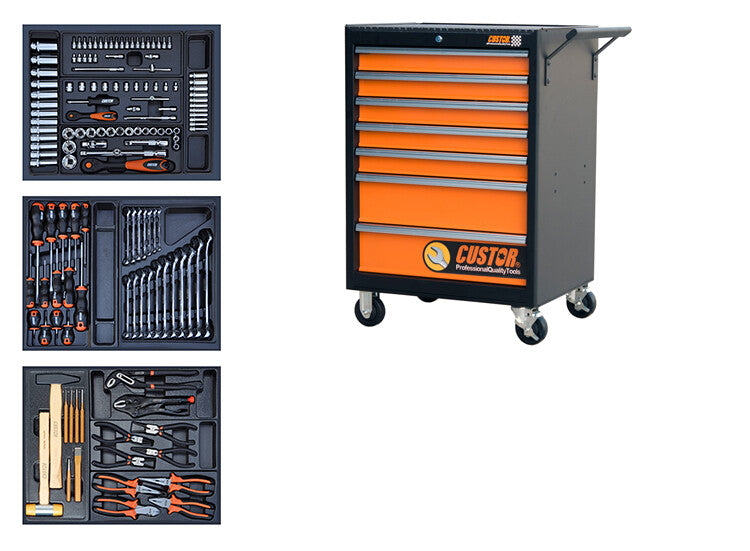 Gereedschapswagen COMPACT, 3 laden gevuld