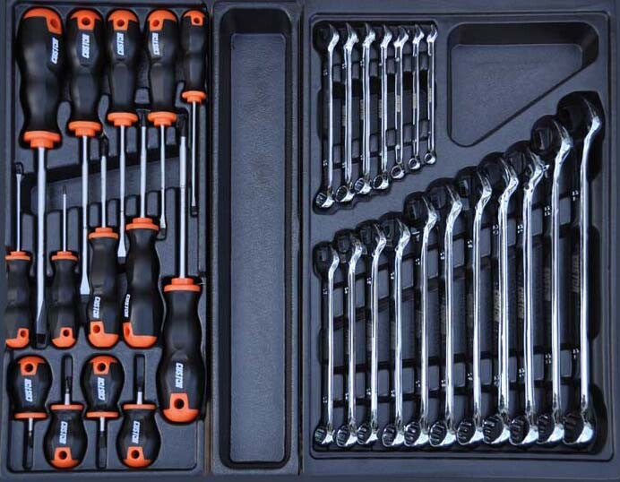 Gereedschapswagen COMPACT, 3 laden gevuld