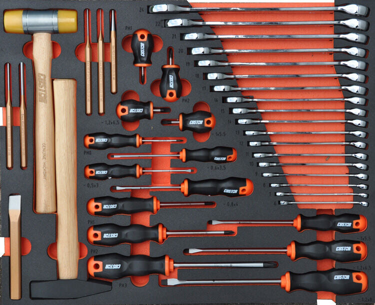 Gereedschapswagen COMPACT, 5 laden gevuld in FOAM