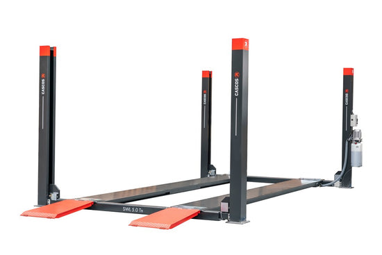 Vier koloms hefbrug 5000kg 5,7m flat 3m doorrijbreedte Cascos-0