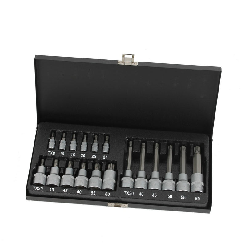 Torxdoppenset 1/4", 1/2" 18 delig-0
