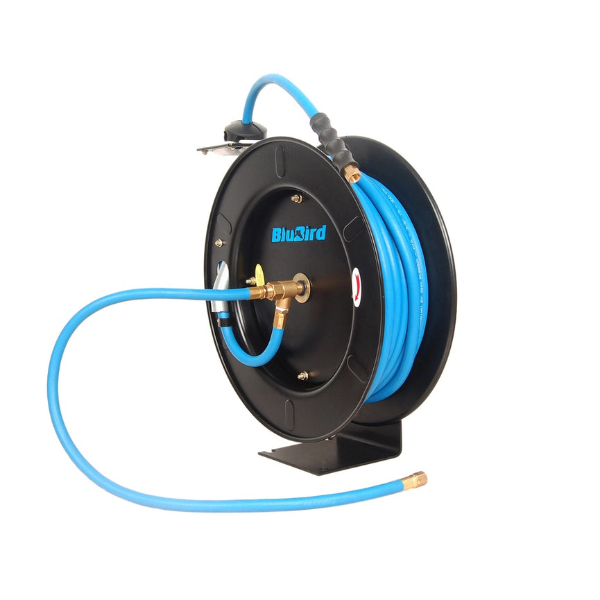 Blubird Rubber oprolbare luchtslanghaspel enkele arm 10mm x 10mtr-0