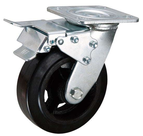 Zwenkwiel met dubbele rem 200 x 50mm rubber-0