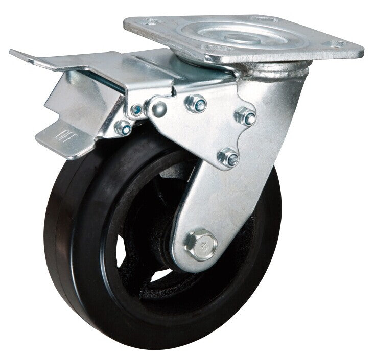 Zwenkwiel met dubbele rem 200 x 50mm rubber-0
