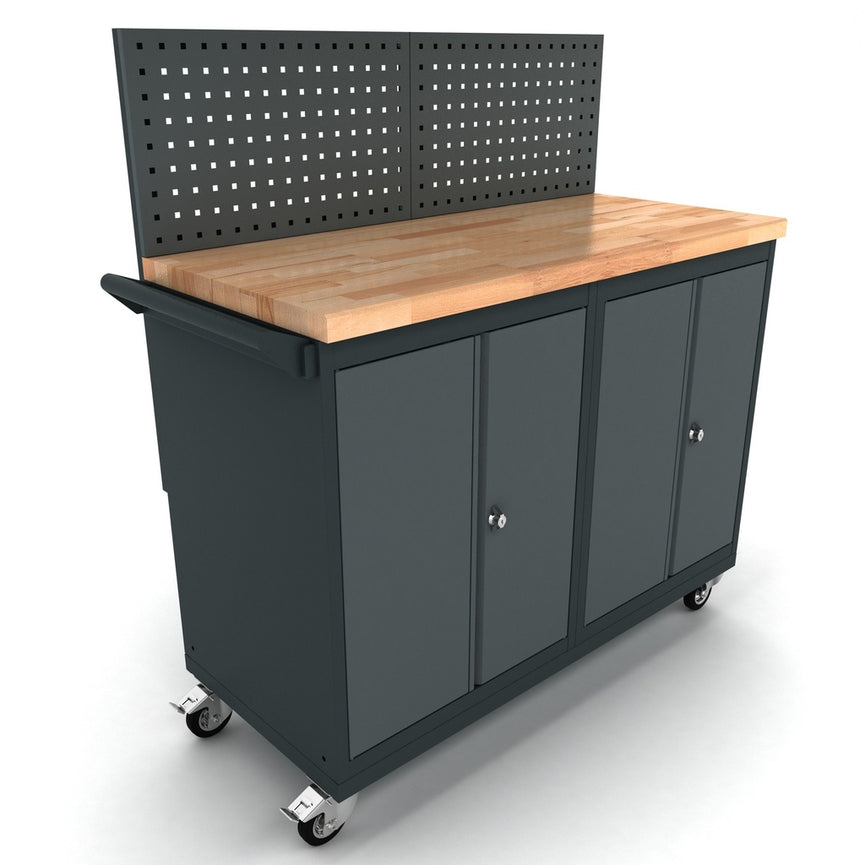 Verrijdbare werkbank 2x 2 deuren kast incl. gereedschapswand-0