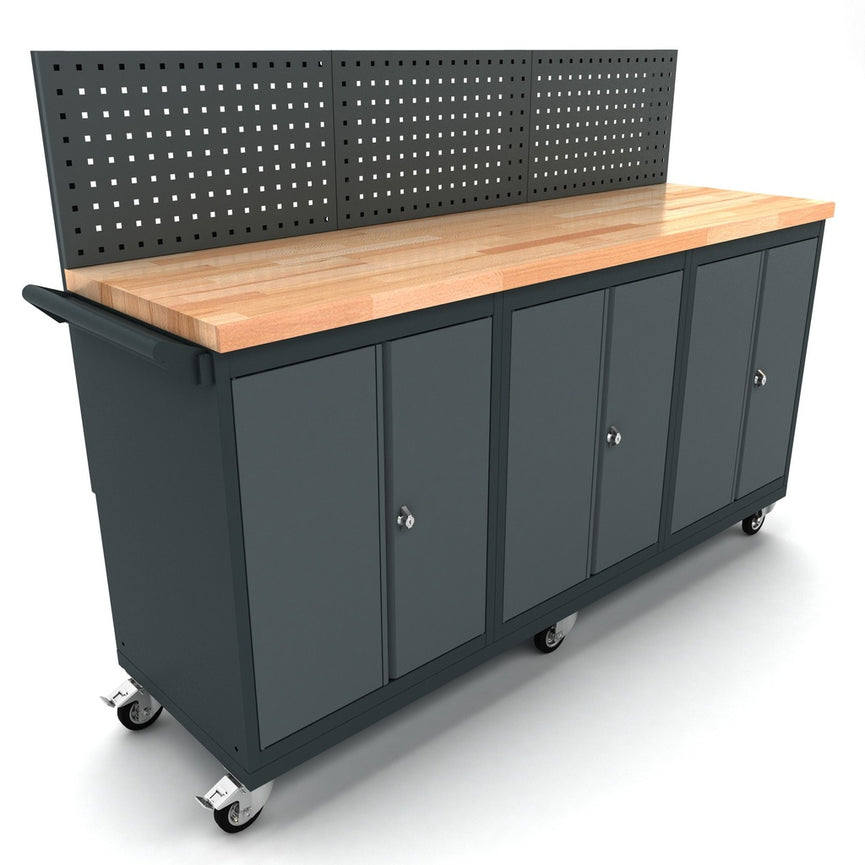 Verrijdbare werkbank 3x 2 deuren kast incl. gereedschapswand-0
