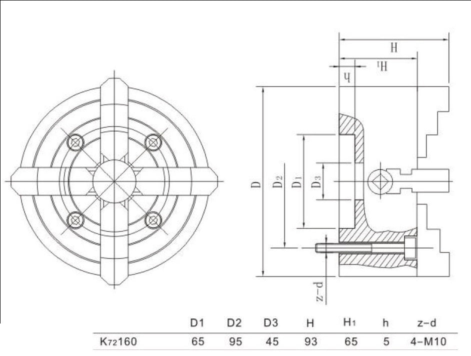 Onafhankelijke 4 klauwplaat 160mm vp:15352