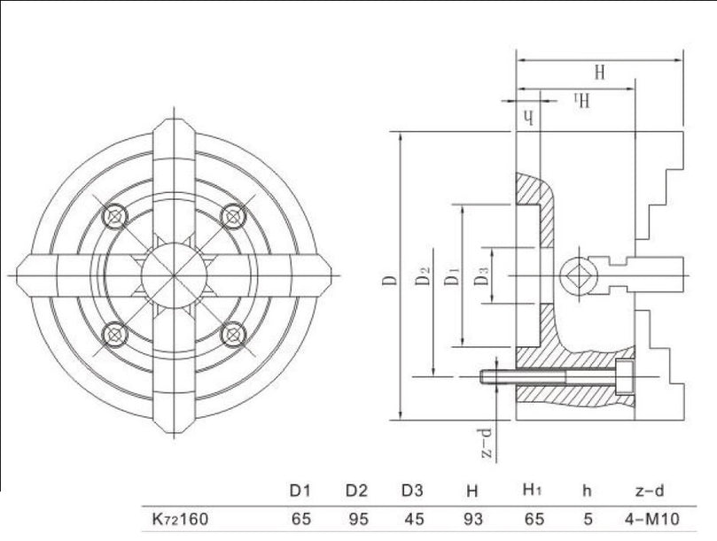 Onafhankelijke 4 klauwplaat 160mm vp:15352