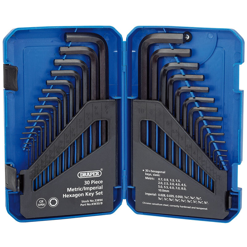 Inbussleutel set lang INCH + Metrisch, 30dlg