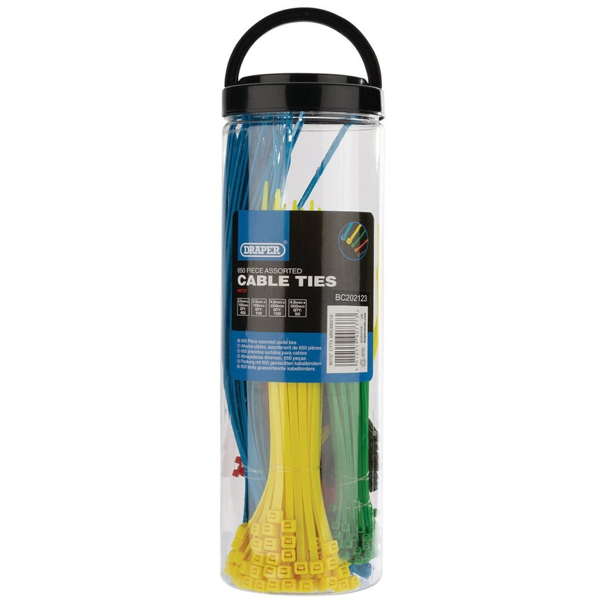Kabelbinder assortiment, gekleurd, 650st