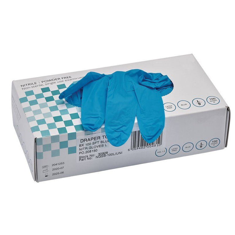 Latex handschoen blauw, L, 100st