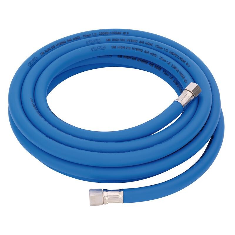 Luchtslang 10mm, high visibility, blauw (1/4" draaibare aansl.), 5m