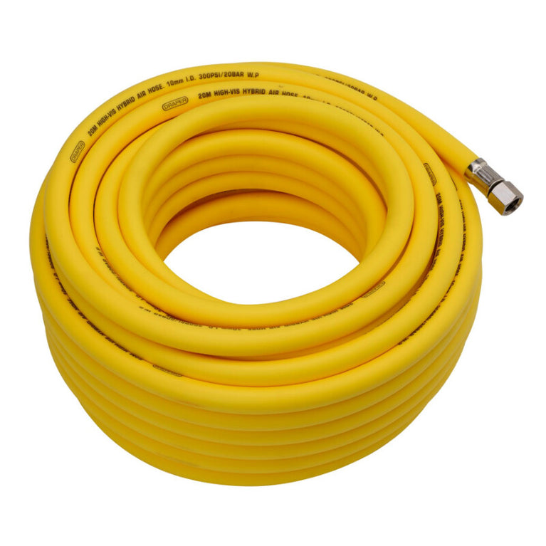 Luchtslang 10mm, high visibility, geel (1/4" draaibare aansl.), 20m