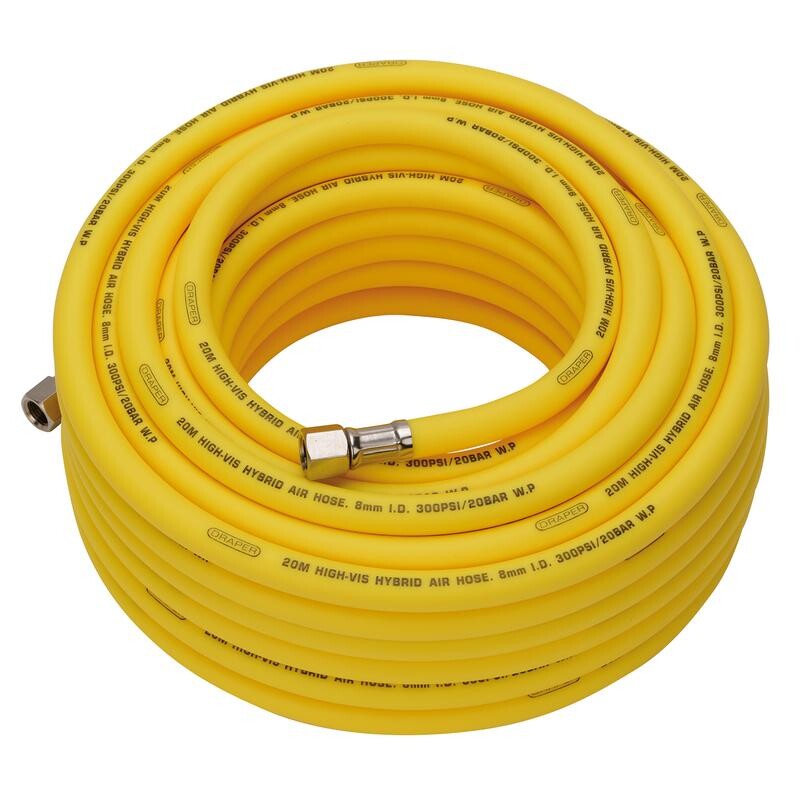 Luchtslang 8mm, high visibility, geel (1/4" draaibare aansl.), 20m