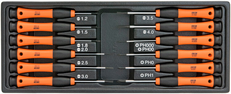 Micro schroevendraaierset, 12dlg (plat+PH), S-Module