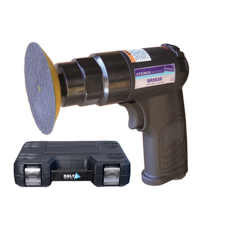 Mini schuurmachine, 50+75mm pad in koffer met acc.