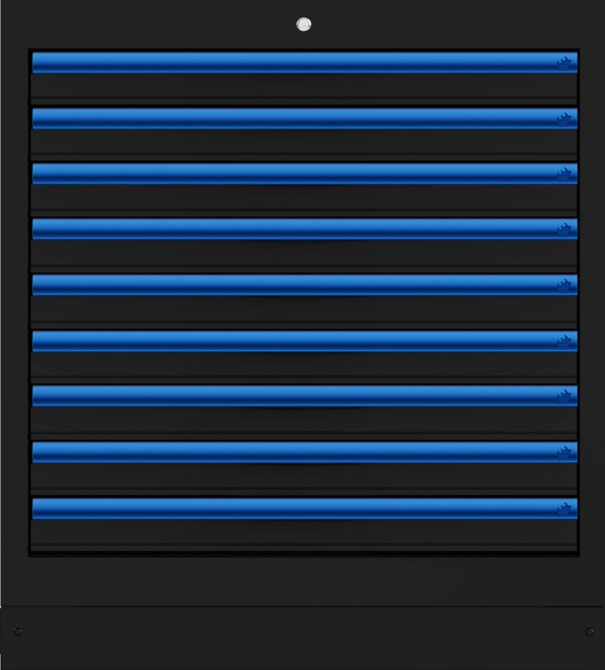 Onderkast met 9 laden RAL9017 hgr blauw