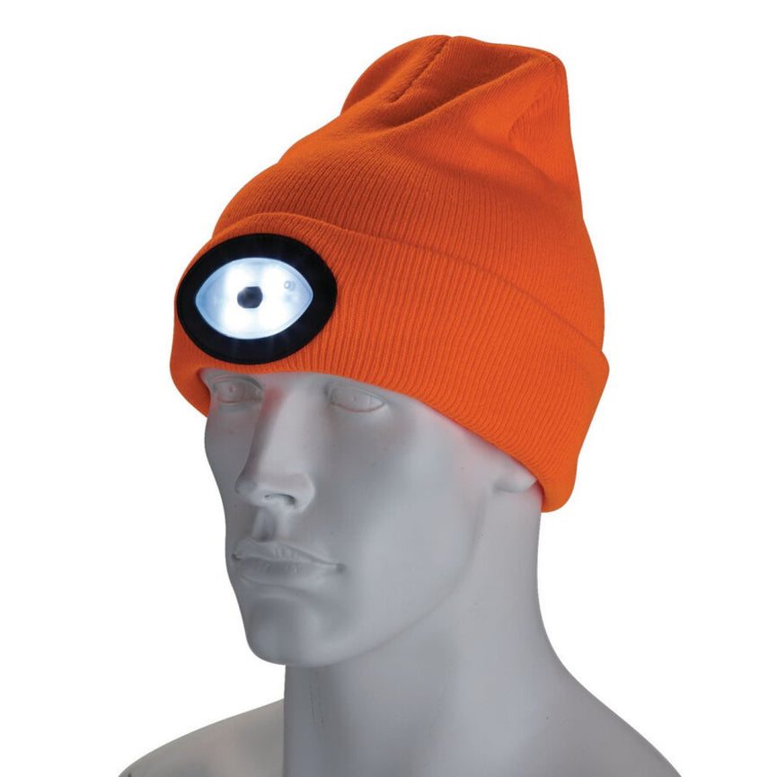 Muts met LED lamp, 1W, 100 Lumen, oranje