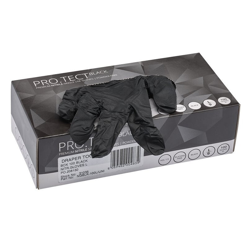 Nitril handschoenen zwart, L, 100st