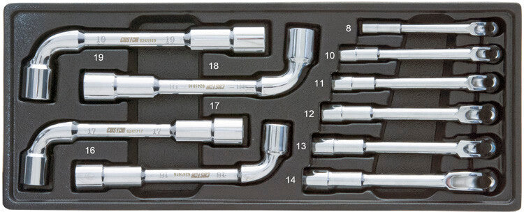 Pijpsleutelset gebogen, 10dlg, M-module