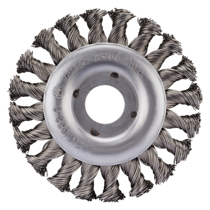 Schijfborstel 115mm, 22.23mm, 12500rpm, gevlochten