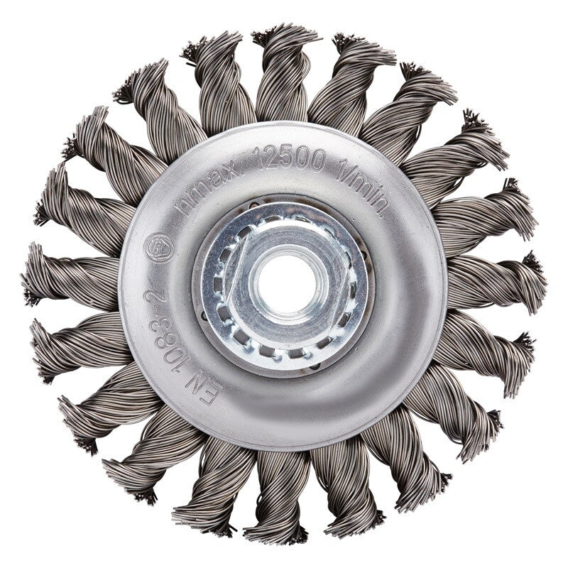 Schijfborstel Ø115mm, M14, 12500rpm, gevlochten