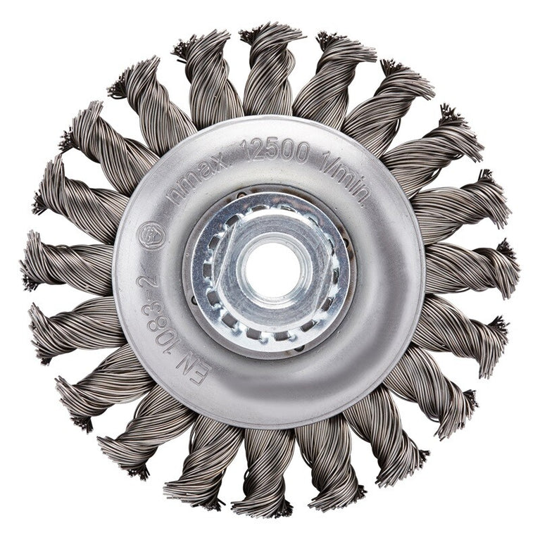 Schijfborstel Ø115mm, M14, 12500rpm, gevlochten