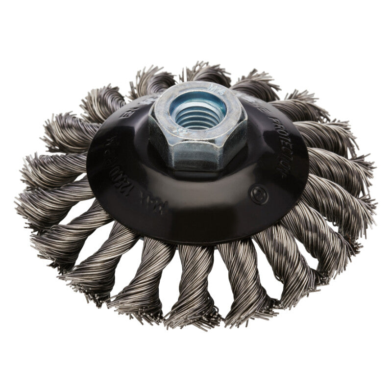 Schijfborstel conisch Ø100mm, M14, 12500rpm, gevlochten