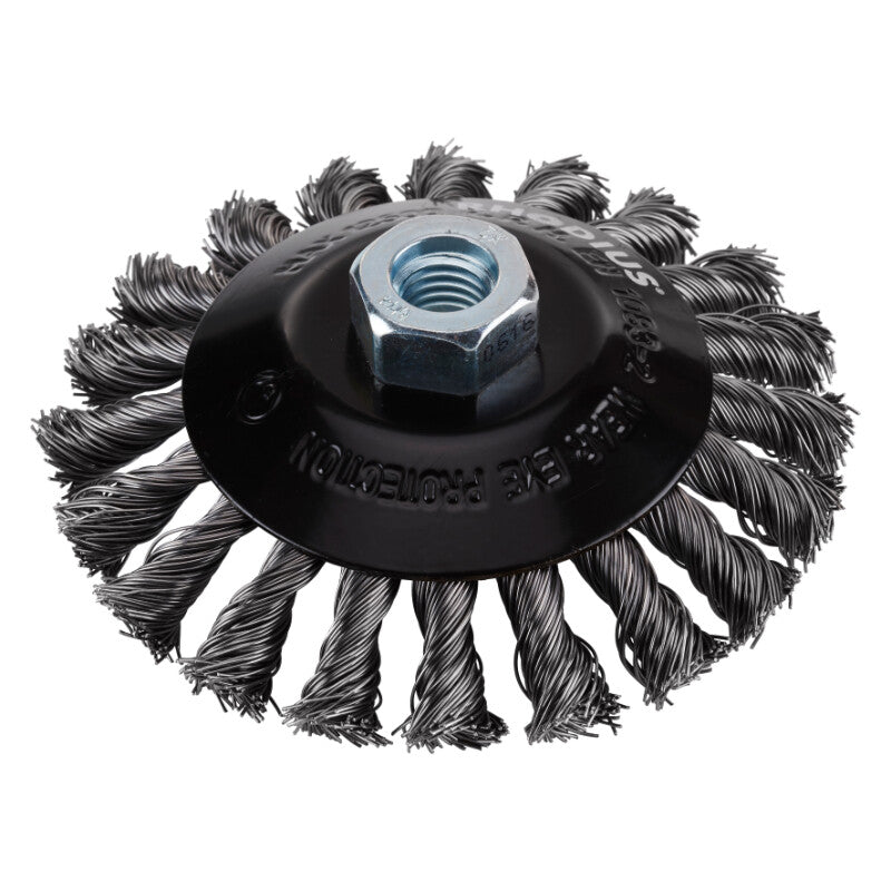 Schijfborstel conisch Ø115mm, M14, 12500rpm, gevlochten