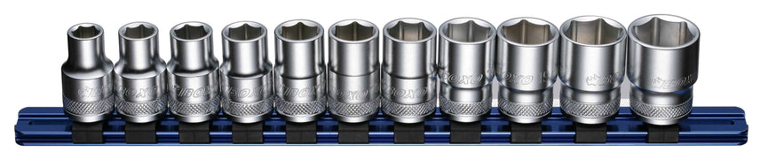 1/2" Dopsleutelset op rail 11-dlg.