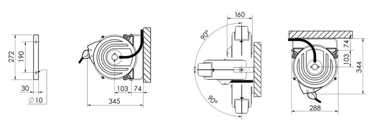 Slanghaspel HD, gesloten stalen huis, 8x12mm, 12m PU
