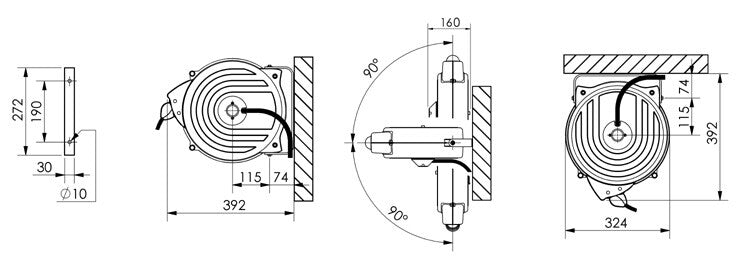 Slanghaspel HD, gesloten stalen huis, 8x12mm, 15m PU