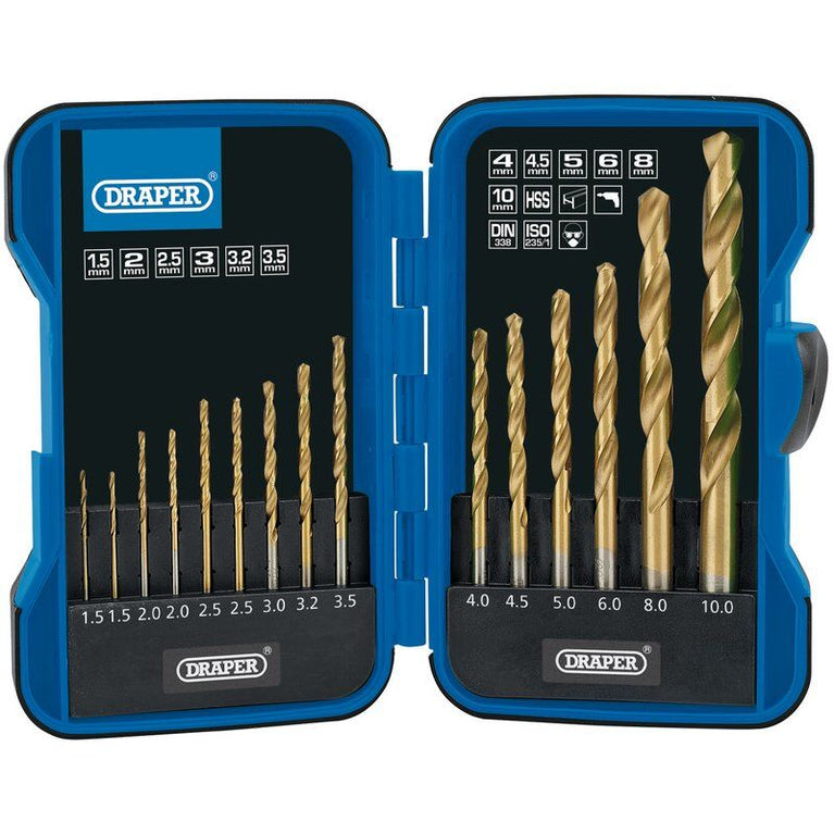 Spiraalborenset titanium HSS, 15dlg