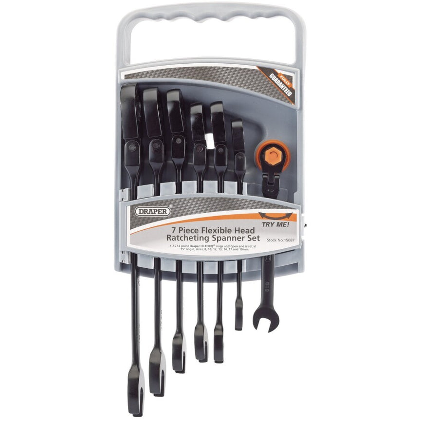 Steekringratelsleutel set, flex, 7dlg