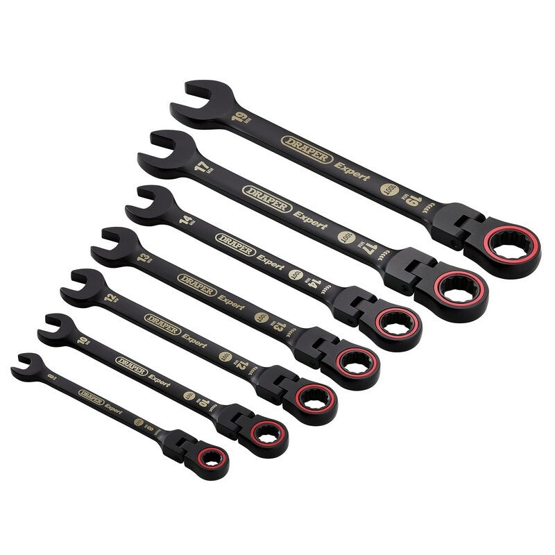 Steekringratelsleutelset, flex, zwart, 7dlg