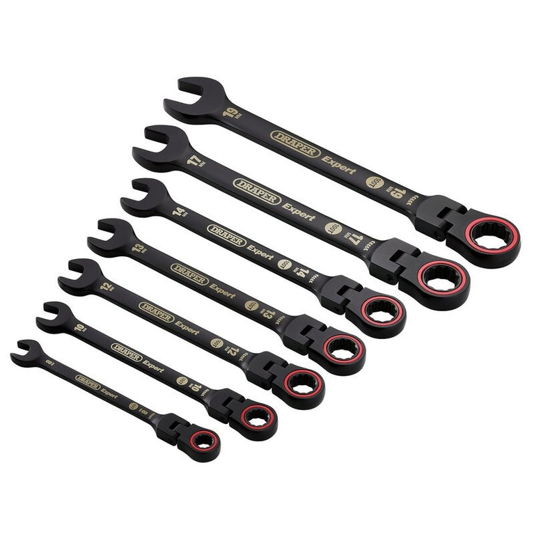 Steekringratelsleutelset, flex, zwart, 7dlg
