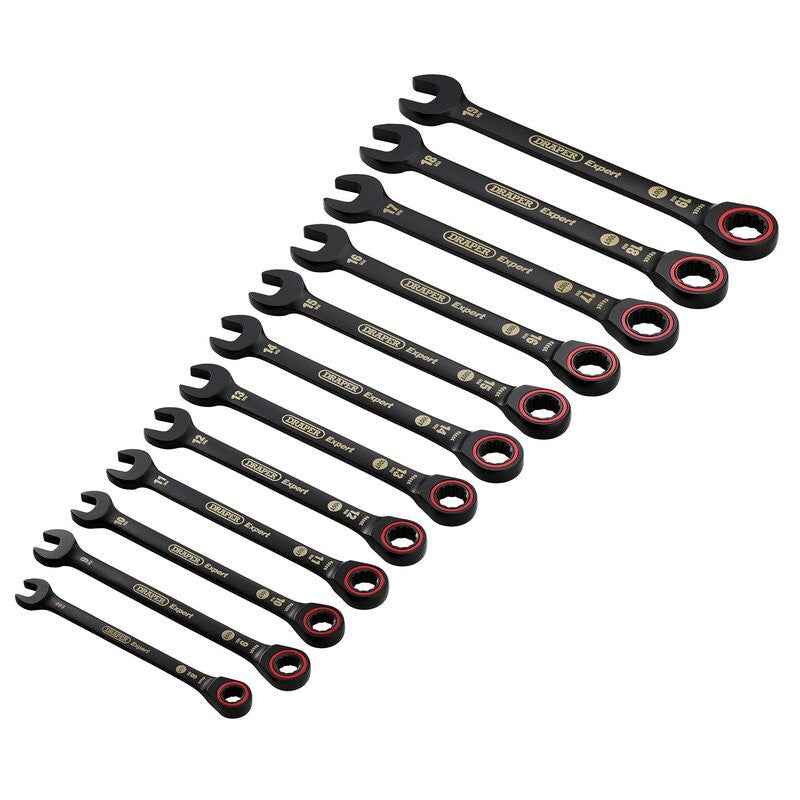 Steekringratelsleutelset, zwart, 12dlg