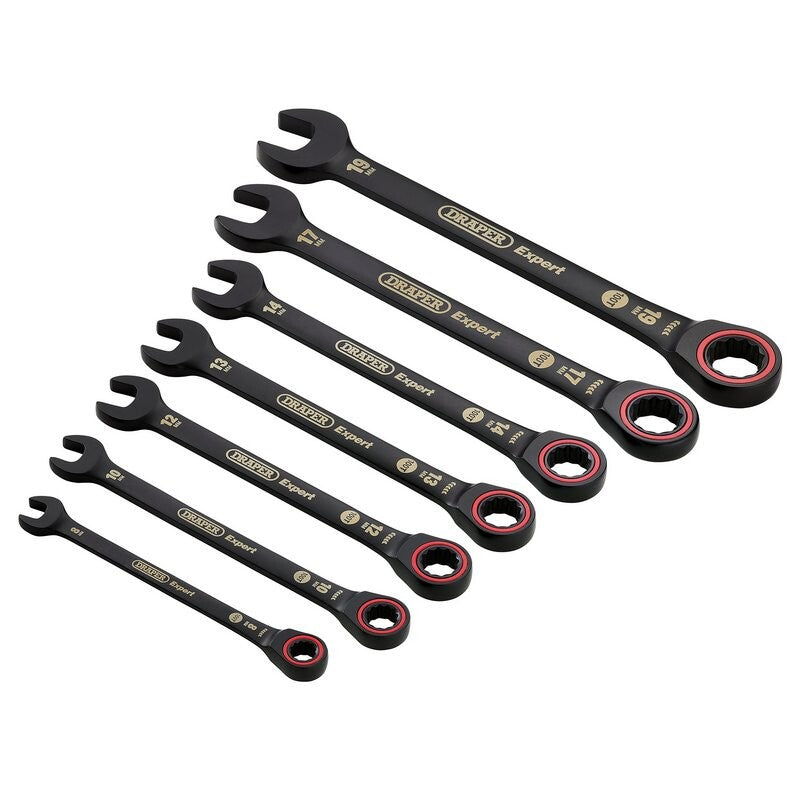Steekringratelsleutelset, zwart, 7dlg