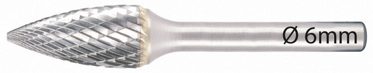 Stiftfrees 6mm, vorm G, kopdikte 6mm