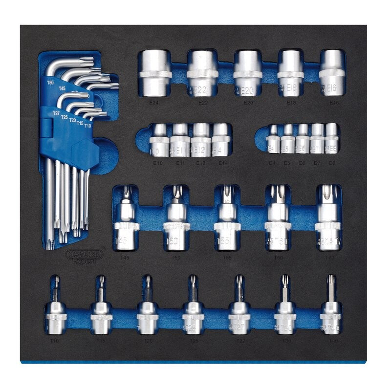 Torxsleutel + Bitdop E-torxset in FOAM, 35dlg