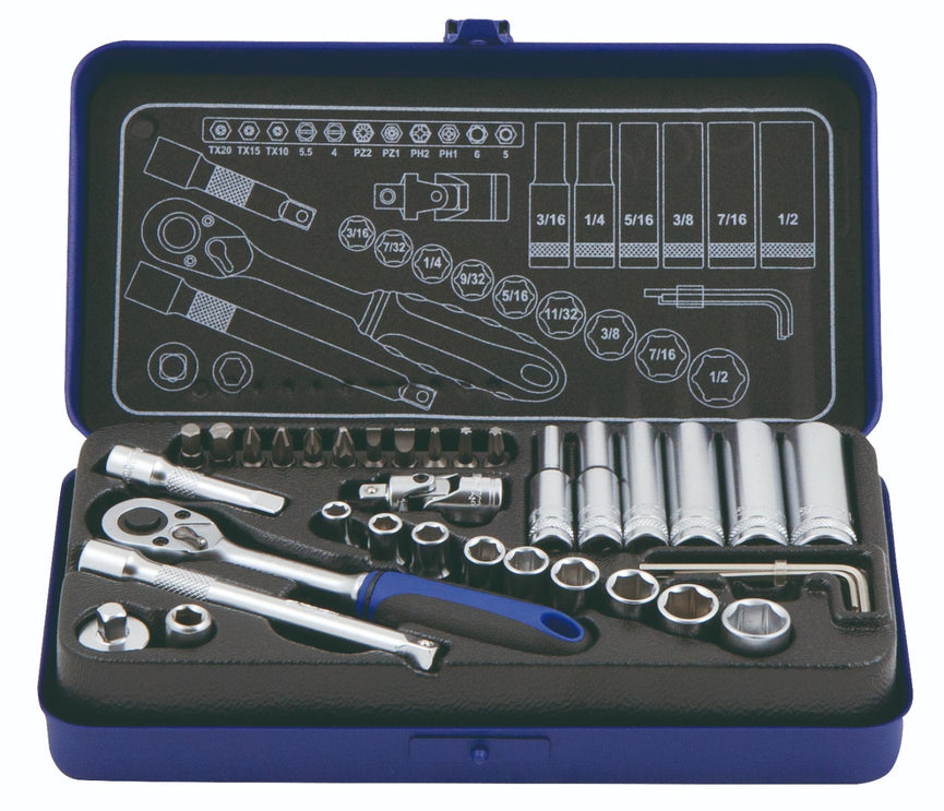 1/4" Mini dopsleutelset SAE 35-dlg.
