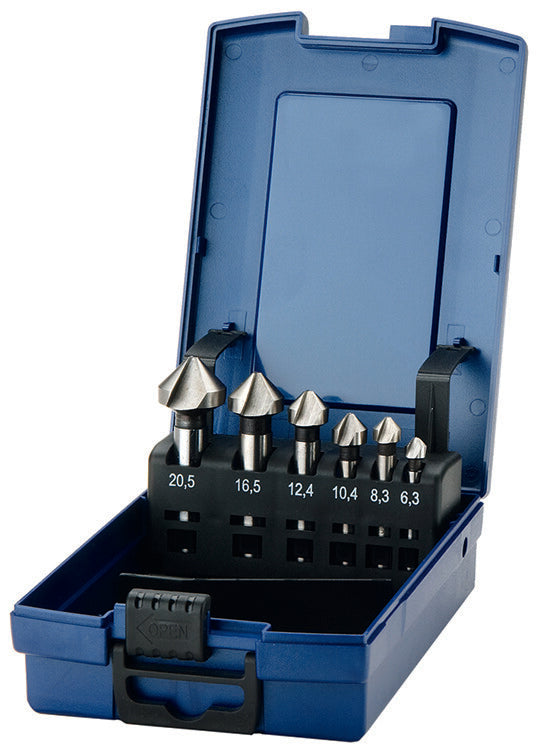 Verzinkfrezenset RVS, 6,3-20,5mm, 6dlg