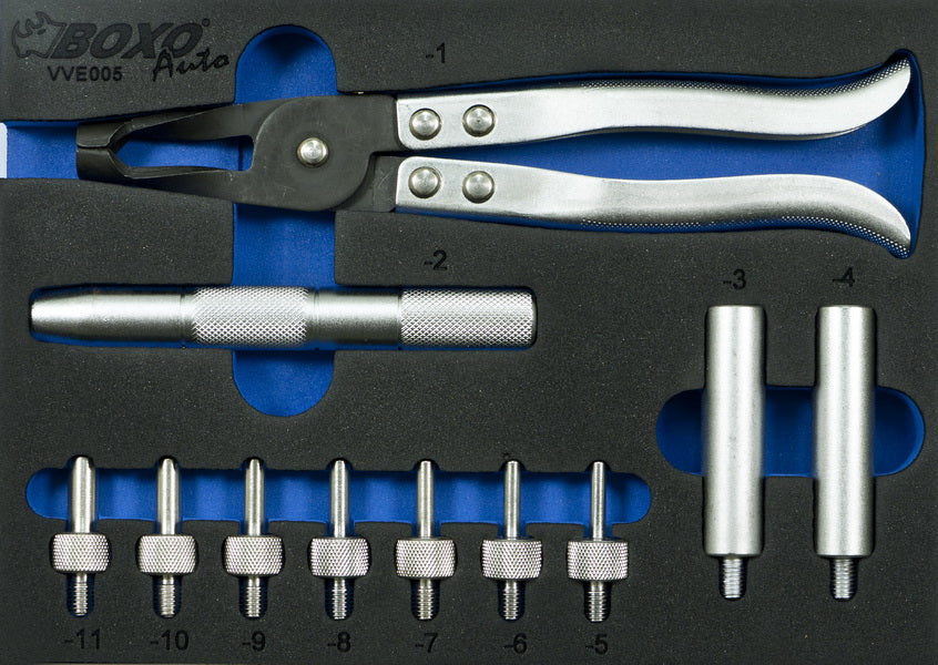 Klepsteelrubbertang met accessoires 11-dlg.