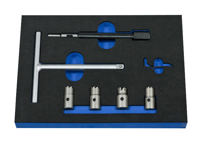 Diesel injector zetelsnijder set in foam, 7-dlg.