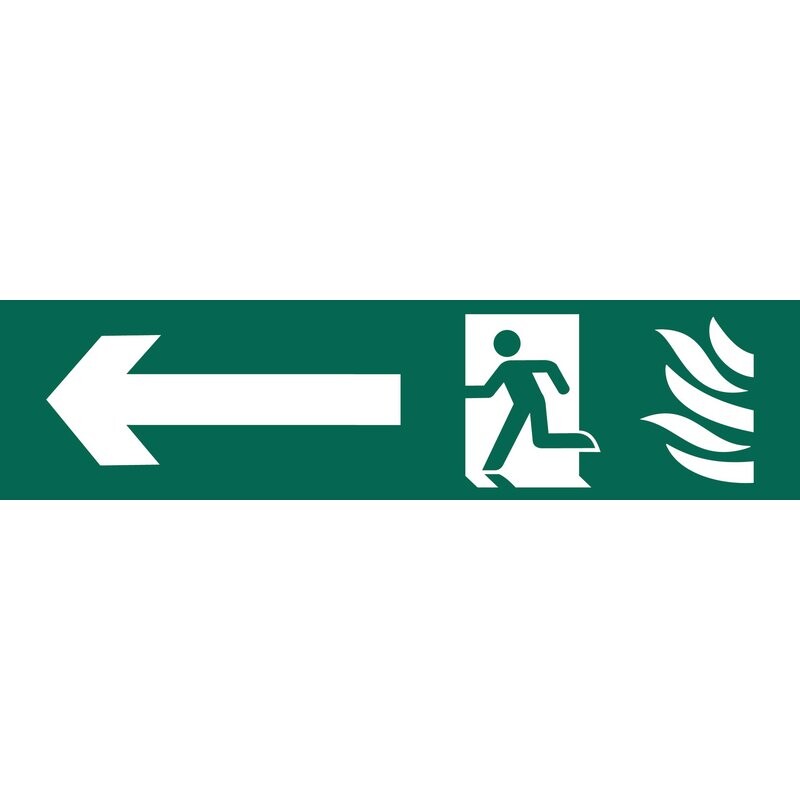 Waarchuwingsbord 'nood uitgang' links